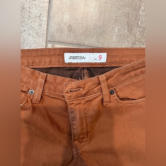 Just USA Mid Rise Burnt Orange Denim Jeans Stretch Skinny-Size 9 - Picture 4 of 4